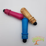 Wooden vibrator made of lime wood No.1 with battery, charging cable, 10 vibration programs and 6-fold painting