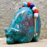 Zuni Bear Fetish Carving-Native American-Authentic Zuni Animal Carving- Chrysocolla MEDICINE BEAR-Spirit Animal-Cheryl Beyuka