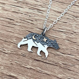 Sterling Silver Bear Necklace Travel Gifts Hiking Mountain Necklace Wanderlust Nature Jewelry Celestial Star Pendant Grizzly Animal Charm