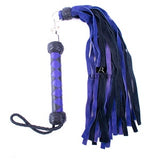 Real Genuine Cow Hide Suede Leather Flogger 25 Blue and Black Falls Nunchaku Revolving Handle Flogger