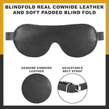 Blindfold Real Cowhide Leather Soft Padded Blind Fold For Fetish Play BDSM Unisex Adult Costumes Play Gadgets- BDSM Eye Masks for Her /Him