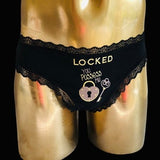 Women's lace thong for HIM "Locked - You possess me" Cuckold Chastity Crossdressing [Item no. 1TB-001]