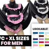 PVC Dress For Men, ABDL Plus Size, Lockable Maid Dress, Sissy Transgender Crossdresser French Maid Outfit Bondage Chastity Lolita Lock Key