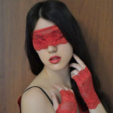 Red Lace Blindfold/Sexy Mask Anniversary/BDSM Eye Mask/Fetish Face Mask/Kinky Masquerade Mask/Erotic Mask/Naughty Mask/Fetish Wear/Lace Tie