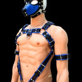 Trojan Body Harness Men leather   side straps harness, bdsm harness, leather harness, gay harness with puppy mask