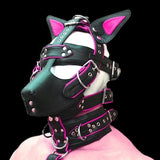 Hand made Leather dog mask  Pup play  Puppy Mask  with muzzle and head harness,gift for her
