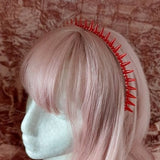 Red spike halo crown, punk rock headband, punk accessories, rave headband