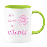 We Have A Winner Color Coded Gender Reveal Gift, New Baby Girl, Gift For Husband, Family Members And Gender Party Guests Keepsake Coffee Mug