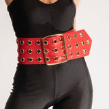 Wide 4.5_ (11cm) leather studded large buckle belt. Corset belt. Biker, rock, punk, goth, western outfit  belt.