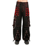 handmade black & red Electro bondage rave men gothic cyber chain goth jeans punk rock pant trouser and short baggy style HI-432-GT