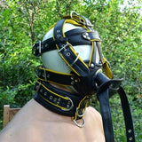 Hand made Leather dog mask  Pup play  Puppy Mask  with muzzle ,head harness and mouth gag