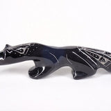 Zuni Fetish Wolf Black Marble Carving Etched Wolf by Garrick Acque Native American Artist - Signed