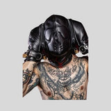 BDSM Bondage Leather Heavy Duty Restrictor Mask Hood With Hand Locks ~ Fetish Masks - Leather BDSM - Face mask - Gimp Mask