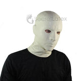 White Latex Hood Moulded Gimp Mask Anatomical Zipper Long Neck Rubber Bondage Fetish - 2 sizes