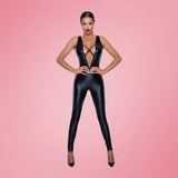 WETLOOK Overall OUVERT, Jumpsuit Women Sexy with zipper in the crotch, Kinky Fetish clothing