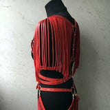 Women harness -Chest women harness -Shoulder tassel detail -Fetishwear for women- Harness BDSM set-Fetish cat -Bondages women -bbw lingerie