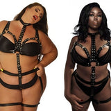 US Size 2-30+ Plus Size PVC Synthetic Leather Bondage Bra, Adjustable Straps, Harness, Thigh Cuffs, Gothic Dress-up, In Many Colours