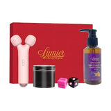 Intimate, Romantic Gift Box with Dual Head Massager, Massage Oil, Candle, Dice - Pampering yourself, Couples, Valentine's Day