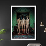 Three Masked Swingers Erotic A3 A4 Matte Art Print. 3 Beautiful Fetish Girls In Swinging Masks Ready To Party. Boobs. Butts. Voyeur. Muff