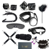Sexy 10Pcs BDSM Toys Leather Bondage Sets Restraint Kits Sex Things For Couples/ Gift For Your Lover/ Wife/ Partner/