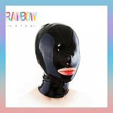 Latex Hood Cover Eyes Back Zipper Rubber Mask for Catsuit Club Wear Costume 0.4mm