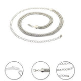 Women's silver plated waist chain belt with crystle rhinestone for casual wear, western dresses, party wear