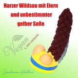 vegan Wild boar with eggs and undefined yellow sauce - handcrafted and handpainted silicone plug/dildo from Suendwaren-Konditorei