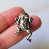 Vintage Sterling Silver Trademarked Frog Pin, Brooch Pin, Lapel Pin, Unisex Accessories, 1 Inch