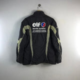 Vintage ELF Motorsports Embroidered Script Colorblock Style Lubricants Racing Bikers Outfits Fashion Bombers windbreaker jacket Black Large