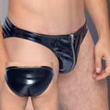 Vinyl fetish string for men, vinyl slip open crotch, crotchless WETLOOK sexy thong male underwear BDSM