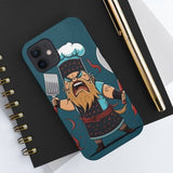 Funny Angry Kawaii Viking BBW Chef iPhone Case, Cute/Kawaii Cooking Character in Apron & Chef's Hat, iPhone 12, 13, 14, Pro Max, Mini