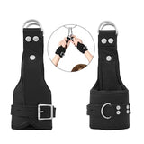 Cowhide Leather Suspension Wrist Cuffs for Sex- Fetish Play Unisex 2pcs Handcuffs Bed Restraints for Harness- Bondage Set for Wedding Couple