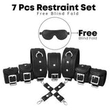 7pcs Bondage BDSM Cowhide Leather Restraints Set with Hog tie and Free Genuine  Leather Blindfold for Fetish Play Sex & Couples Fun Sextoys