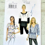 Vogue UNCUT 8880 - Misses' Pullover top with Sleeve & Collar Variations - Size 14 16 18 20 22 Plus Size BBW - Very Easy 2013 Sewing Pattern