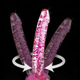 Consolador de cristal realista para punto G, punto P, con ventosa flexible extraíble, varita masajeadora, juguete sexual para hombres, mujeres y parejas