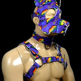 Puppy Hood Dog Mask Chest Harness Strap with Neck Collar