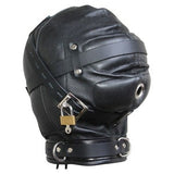 Real Cow Leather Black GIMP Lockable O Ring Full Hood Mask Mouth Party Play Mask For Role Play Sex Games For Couples