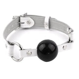 Pure White Leather with Black Ball Gag | Handcrafted Lockable Bondage Restraint | Submissive Medical Play Nurse Scene Gag | Ga03WhBlk