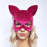 Sexy Pink Fetish Wear Cat Ears Mask with Silver Glitter - Handmade Item - Festival Outfit