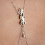 Women's Silver Penis Necklace Breast Nipple Chain Exotic Adult Body Jewelry