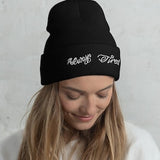 Always Tired Embroidered Beanie, Embroidered Knit Beanie, Winter Hat, Embroidered Hat, Knitted Hat, Adult Beanie,  Always Tired Tattoo