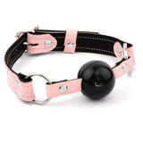 Blush Pink Leather & Steel Premium Single Strap Ball Gag - Black Ball | Luxury Handcrafted Submissive Bondage Kink Fetish | Ga03PpBlk