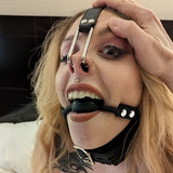 BDSM Locking Collar Nose Hook and Silicone Ball Gag,Bondage Restraint Set Fetish Gear Role play Kinky Sex Toys Customizable