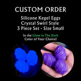 Small Clutch of 3 'Crystal Swirl' Glow in the Dark Kegel Eggs - Custom Fantasy Silicone Eggs With NEW Color Options!