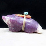 Zuni Fetish-Authentic Native American-Animal Carving-Purple LEPIDOLITE BADGER-Spirit Animal-Daphne Quam