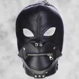 Zipper Mouth Bondage Hood | Genuine Cowhide Leather Mask |  Bondage hood | BDSM fetish leather mask