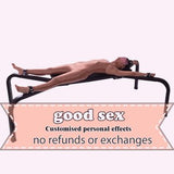 Sex toys, furniture, large restraint racks, punishment instruments, training restraints, torture racks, and props