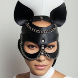 Leather cat mask for woman, BDSM mask costume, animal mask adult, Cosplay costume masks for women, fetish cat mask, halloween mask