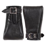 Black Mitten Gloves- BDSM Soft Padding Leather Mitts for Fetish Play- Harness and Bondage Items with Buckles and Lockable Features