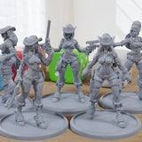 Wild West Gunslingers Sexy Pinup SFW/ NSFW 3D Printed Minifigures for Fantasy Miniature Tabletop Games DND, Frostgrave 28mm / 32mm / 75mm
